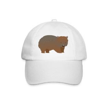 Brauner haariger Nasenwombat - Baseballkappe - Weiß/Weiß - Vorne