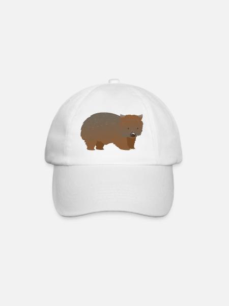 Brauner haariger Nasenwombat - Baseballkappe - Weiß/Weiß