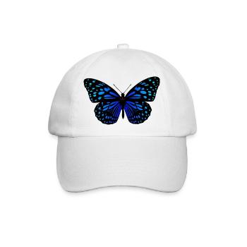 Schmetterling blau / butterfly blue - Baseballkappe - Weiß/Weiß - Vorne
