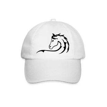 Pferd, Pferde, Pferdesilhouette - Baseballkappe - Weiß/Weiß - Vorne