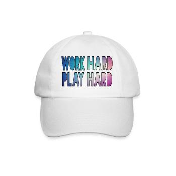 Arbeite hart, spiele hart, arbeite hart, spiele hart * - Baseballkappe - Weiß/Weiß - Vorne