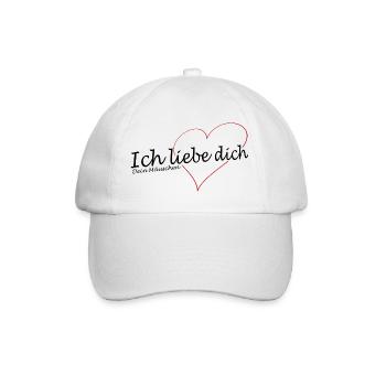 Ich liebe dich mit Herz und Kosename Mäuschen - Baseballkappe - Weiß/Weiß - Vorne