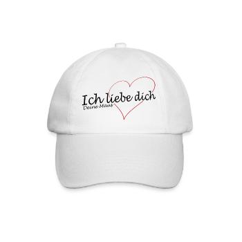 Ich liebe dich mit Herz und Kosename Maus - Baseballkappe - Weiß/Weiß - Vorne