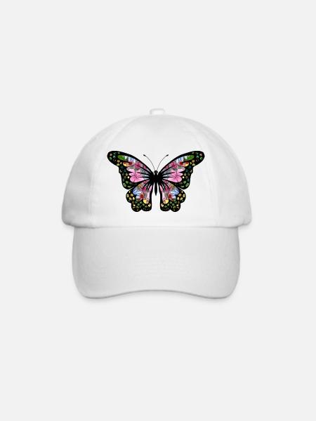 Schmetterling - Baseballkappe - Weiß/Weiß