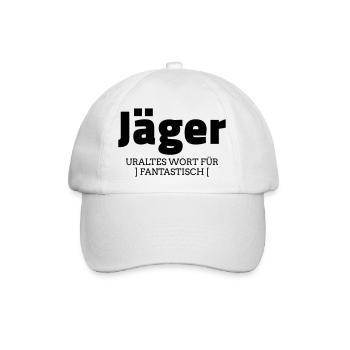 jäger - uraltes wort für fantastisch - Baseballkappe - Weiß/Weiß - Vorne