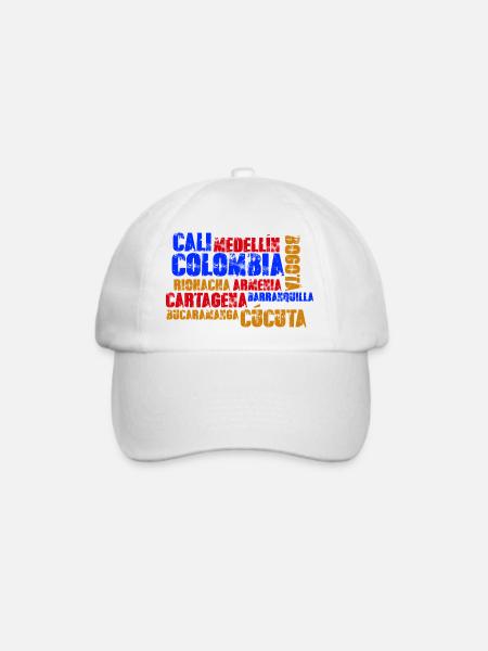 Kolumbien Städte Medellin Bogota Cali Cartagena - Baseballkappe - Weiß/Weiß