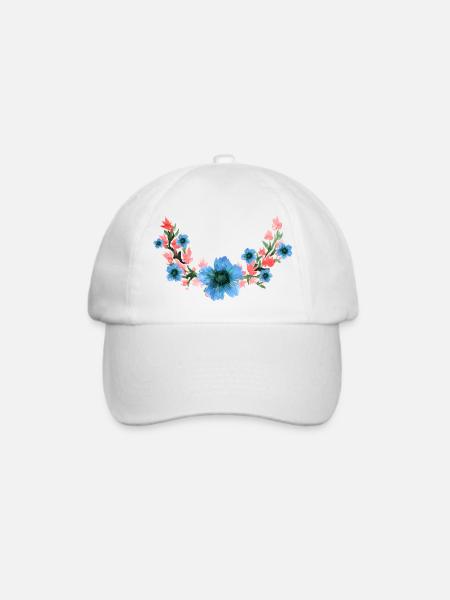 Blume - Baseballkappe - Weiß/Weiß