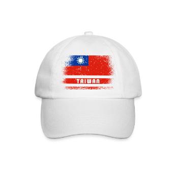 Taiwan Vintage Flaggen Design - Baseballkappe - Weiß/Weiß - Vorne