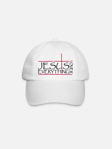 Jesus Over Everything - Baseballkappe - Weiß/Weiß