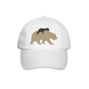 Bär mit Jungem - Baseballkappe - Weiß/Weiß - Vorne
