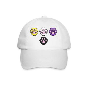Süße Katze Pfote Nonbinary Flagge Fahne LGBTQ - Baseballkappe - Weiß/Weiß - Vorne