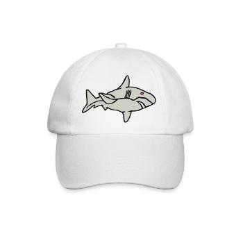 Fisch Hai Raubfisch Räuber Wasser Graffiti Ozean - Baseballkappe - Weiß/Weiß - Vorne