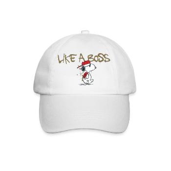 Peanuts Snoopy Like A Boss Cooler Spruch - Baseballkappe - Weiß/Weiß - Vorne