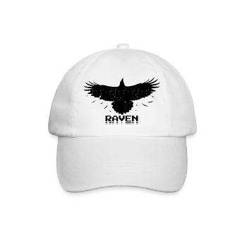 Raven Retro Pixel Style - Baseballkappe - Weiß/Weiß - Vorne