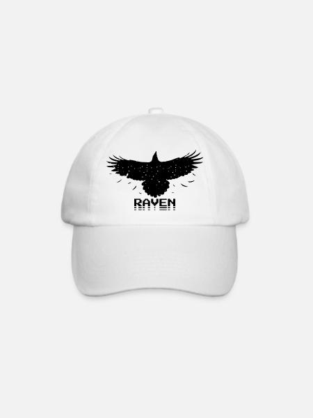 Raven Retro Pixel Style - Baseballkappe - Weiß/Weiß