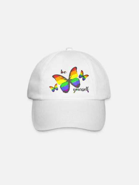 LGBT Queer Rainbow Schmetterling be yourself - Baseballkappe - Weiß/Weiß