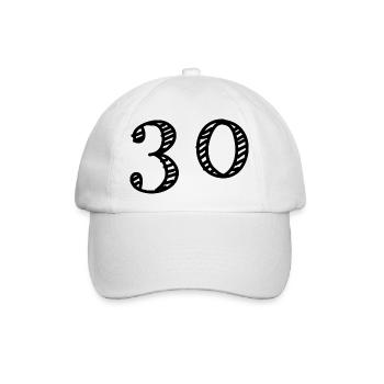 30 JAHRE. 30-jähriges JUBILÄUM. JUBILÄUM 30 JAHRE. 30 - Baseballkappe - Weiß/Weiß - Vorne