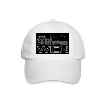 Wien - mit Skyline - Baseballkappe - Weiß/Weiß - Vorne