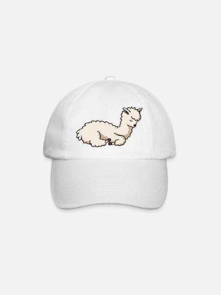 Müdes Lama Pyjama Liebe Llamas Vektor Alpaka - Baseballkappe - Weiß/Weiß