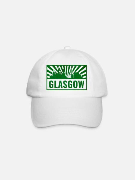 Glasgow Skyline Siebdruck - Baseballkappe - Weiß/Weiß
