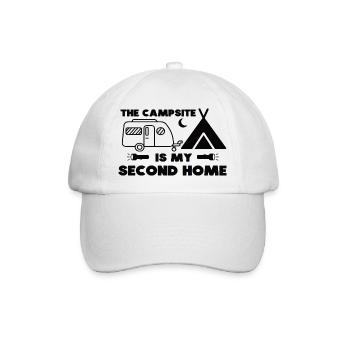 The Campsite is my Second Home - Baseballkappe - Weiß/Weiß - Vorne
