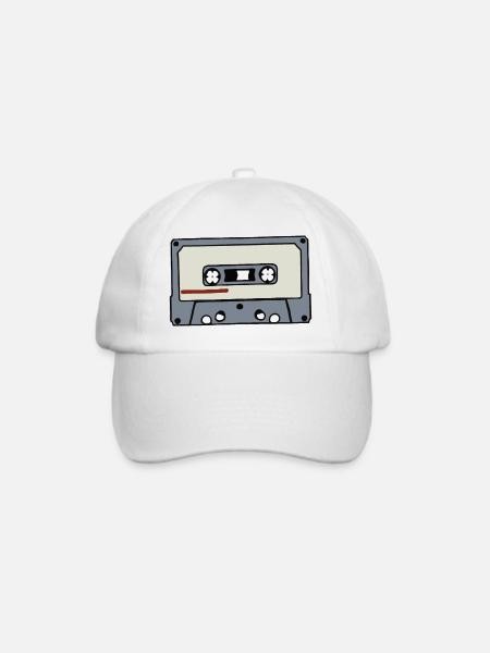 Kassette Retro Geschenkidee - Baseballkappe - Weiß/Weiß