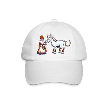 Der heilige Nikolaus füttert sein Pferd - Baseballkappe - Weiß/Weiß - Vorne