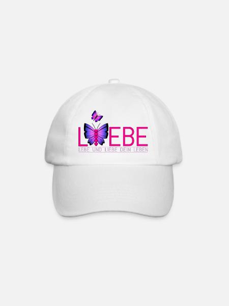 Lebe Liebe Dein Leben Schmetterling - Baseballkappe - Weiß/Weiß