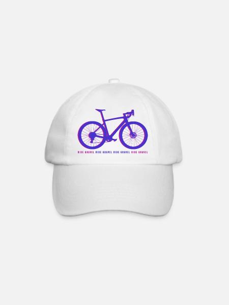 Gravel Bike Lila Rennrad Fahrrad lustiges Geschenk - Baseballkappe - Weiß/Weiß