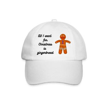 Lebkuchen Weihnachtsdesign, Gingerbread - Baseballkappe - Weiß/Weiß - Vorne