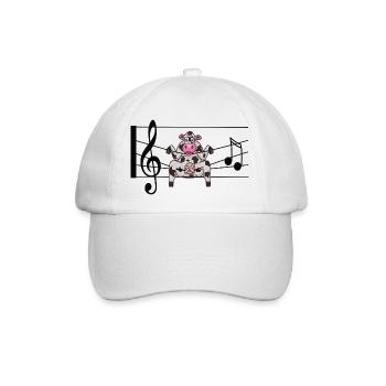 Musik Liebe Kuh im Glück in Noten - Baseballkappe - Weiß/Weiß - Vorne