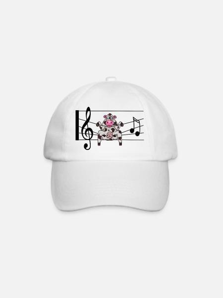 Musik Liebe Kuh im Glück in Noten - Baseballkappe - Weiß/Weiß