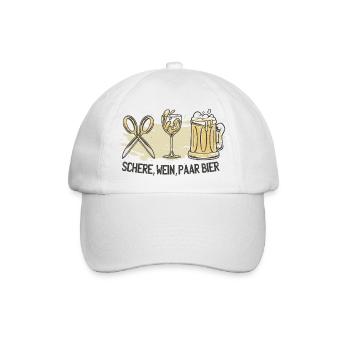 Schere Wein Paar Bier Icon - Baseballkappe - Weiß/Weiß - Vorne