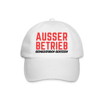 Ausser Betrieb!!! Geduldsfaden Gerissen!!! - Baseballkappe - Weiß/Weiß - Vorne