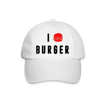 Ich liebe Burger - Baseballkappe - Weiß/Weiß - Vorne