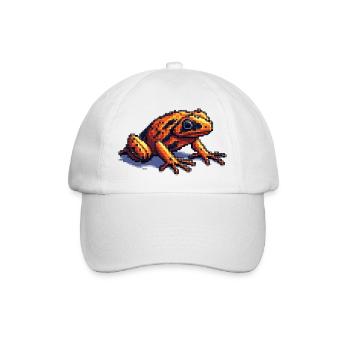 Pfeilgiftfrosch in cooler retro Pixelgrafik - Baseballkappe - Weiß/Weiß - Vorne