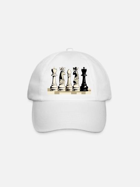 Schachfiguren - Baseballkappe - Weiß/Weiß