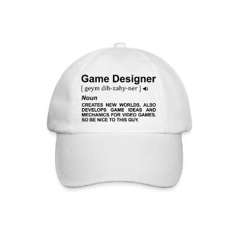 Game Designer Wörterbuch - Baseballkappe - Weiß/Weiß - Vorne