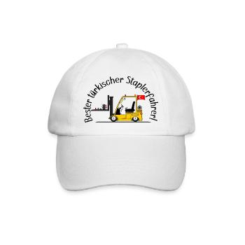 Staplerfahrer bester türkischer Staplerfahrer - Baseballkappe - Weiß/Weiß - Vorne