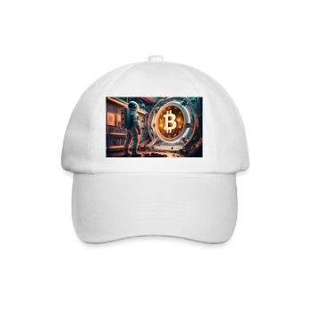 Räumliches Bitcoin-Portal - Baseballkappe - Weiß/Weiß - Vorne