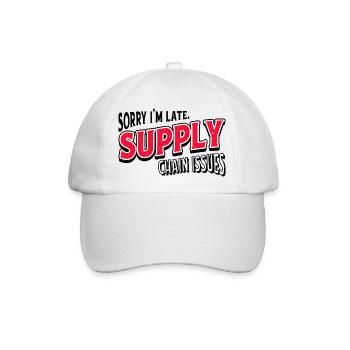Sorry I'm Late. Supply Chain Issues - Baseballkappe - Weiß/Weiß - Vorne