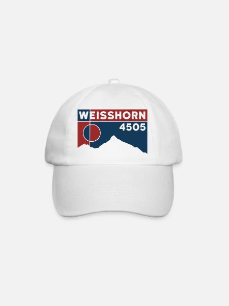 Weisshorn Wallis Hochtour Tour Andenken Souvenir - Baseballkappe - Weiß/Weiß