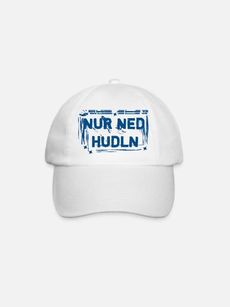 Hudln - bayerische Sprache - Baseballkappe - Weiß/Weiß