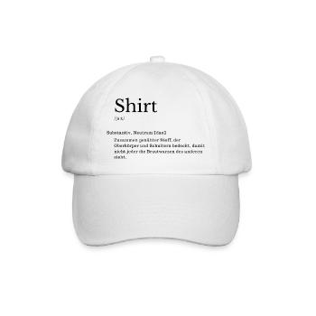 Shirt Erklärung Lustig Deutsch Wörterbuch - Baseballkappe - Weiß/Weiß - Vorne