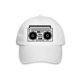 8bit Pixel Boombox - Baseballkappe - Weiß/Weiß - Vorne