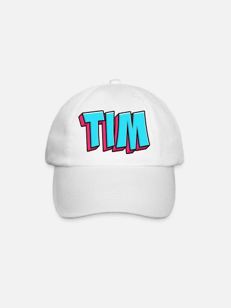 Namen Motiv: Tim - Baseballkappe - Weiß/Weiß