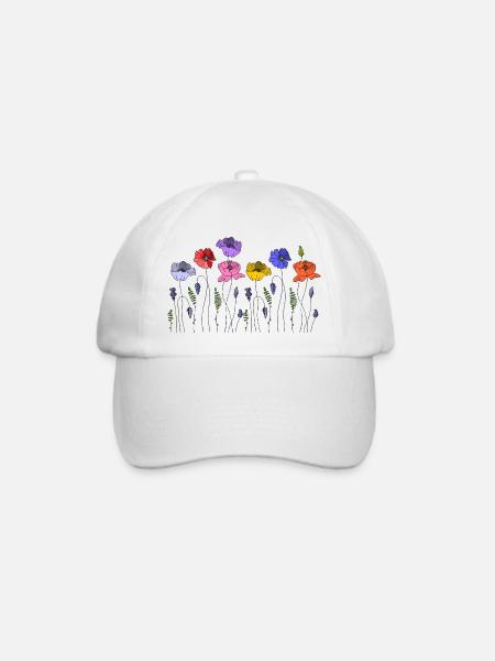 Blumen - Baseballkappe - Weiß/Weiß