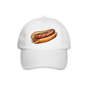 Bratwurst im Brötchen - Baseballkappe - Weiß/Weiß - Vorne