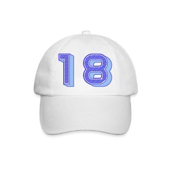 18. 18 JAHRE ALT. 18. JAHRESTAG. 18. GEBURTSTAG. - Baseballkappe - Weiß/Weiß - Vorne