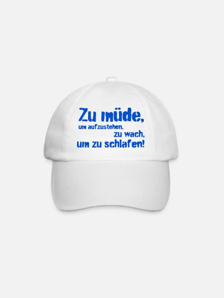 zu müde - Baseballkappe - Weiß/Weiß